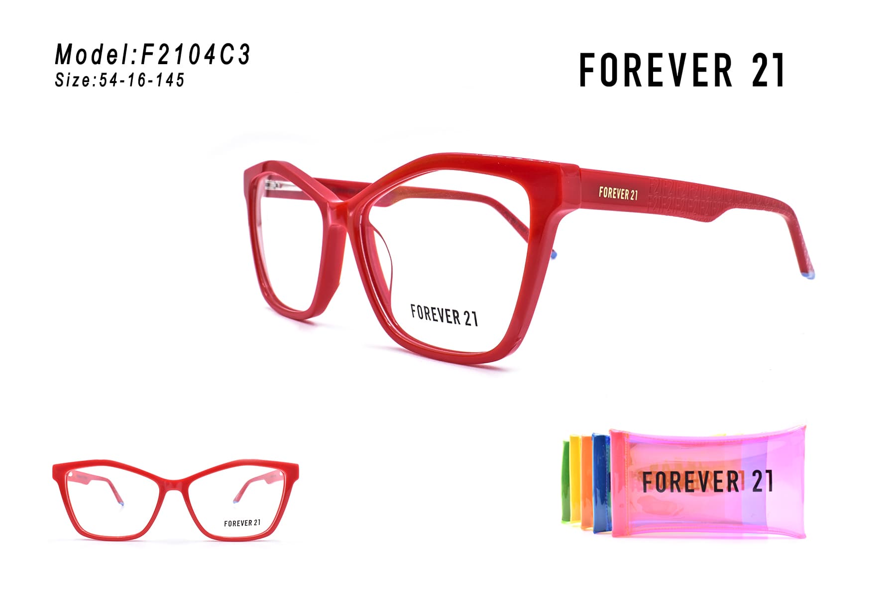 AROS OPTICOS ACETATO FOREVER 21 CON ESTUCHE