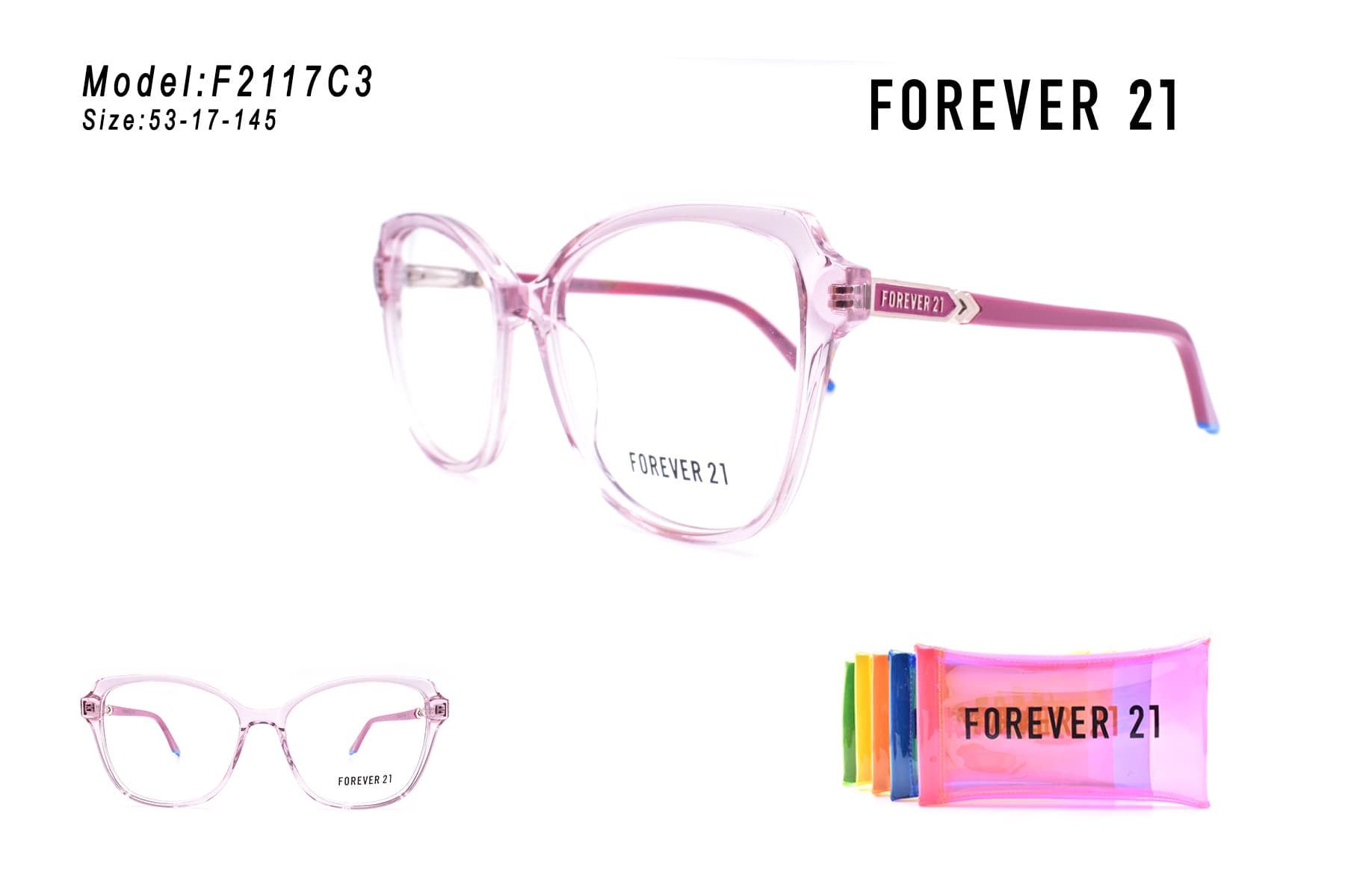 AROS OPTICOS ACETATO FOREVER 21 CON ESTUCHE