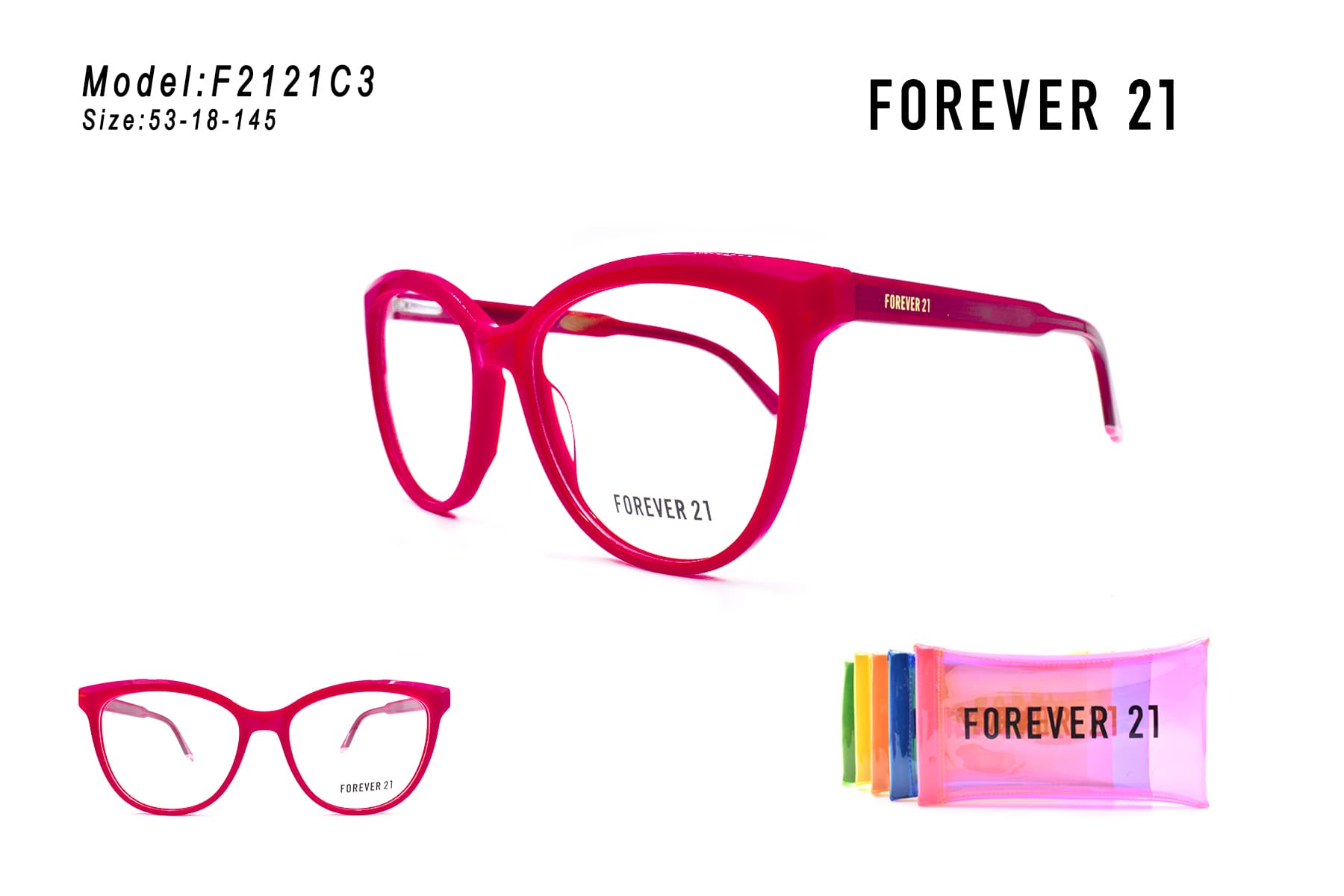 AROS OPTICOS ACETATO FOREVER 21 CON ESTUCHE