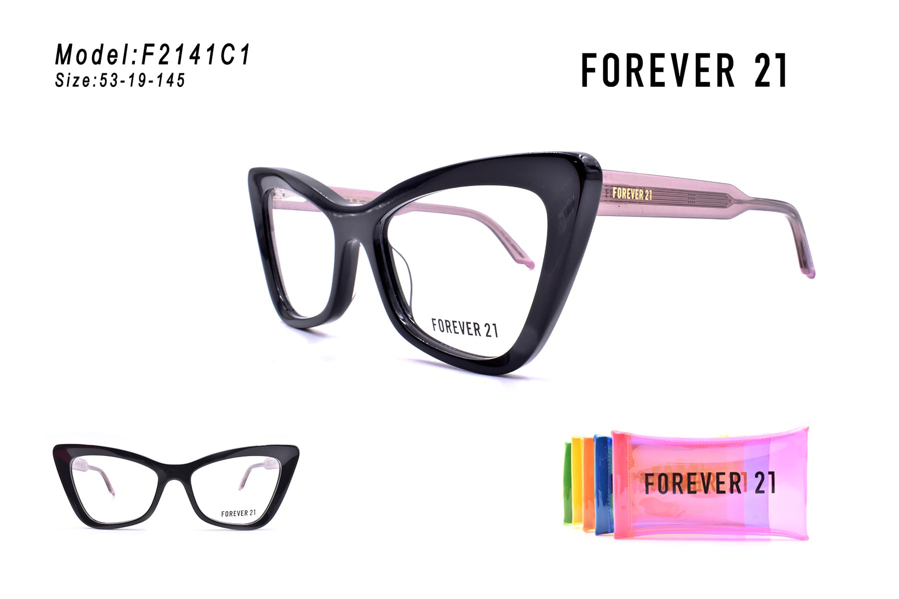 AROS OPTICOS ACETATO FOREVER 21 CON ESTUCHE